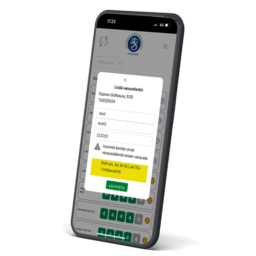 SGS- Booking näkymä