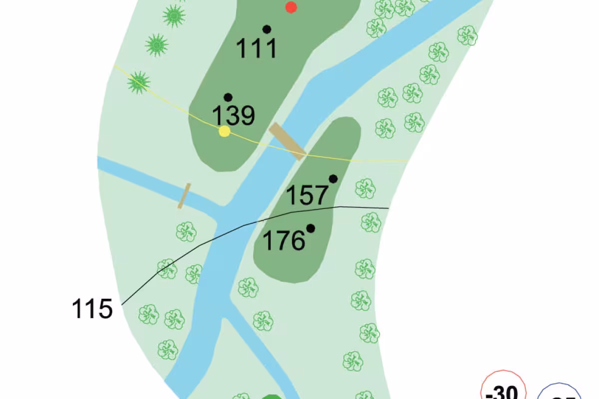 Salogolfin ominaispiirre on kenttää halkovat purot